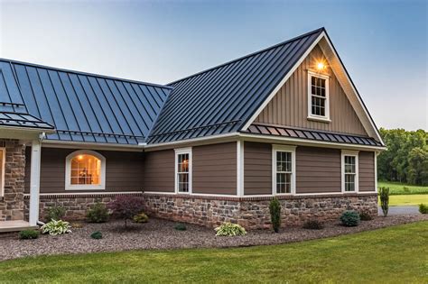 metal roof on brick house|ranch house with metal roof.